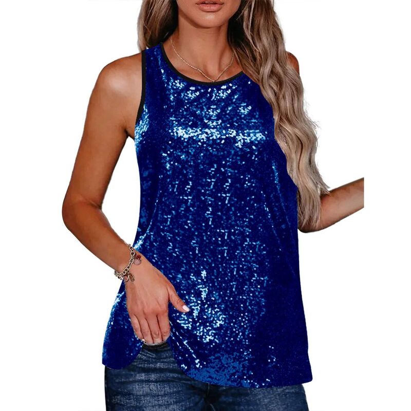 ジーグー レディース トップス プルオーバー より良い スパンコール Zeagoo Womensparkle Shimmer Camisole Vest Glitter Sequin Tank Top Shirtanks Blue 青色