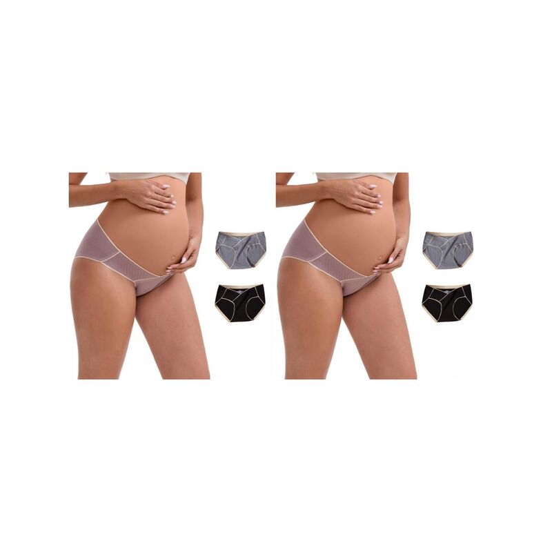 インスパイア 今めかしい レディース アンダーお召しもの ズボン下 マタニティ INSPIRE CHIC 6 Packs Women\u0027s Mid-Waisted Tummy Support Maternity Briefs Hi-Cut Seamless Underwears Black Gray Purple 黒いこと
