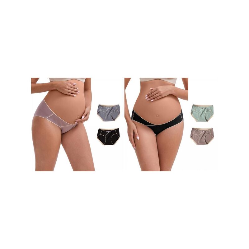インスパイア 今めかしい レディース アンダーお召しもの ズボン下 マタニティ INSPIRE CHIC 6 Packs Women\u0027s Mid-Waisted Tummy Support Maternity Briefs Hi-Cut Seamless Underwears Blackpurple Gray Green 薄墨色