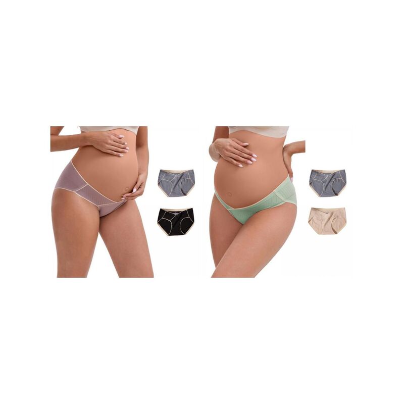 インスパイア 今めかしい レディース アンダーお召しもの ズボン下 マタニティ INSPIRE CHIC 6 Packs Women\u0027s Mid-Waisted Tummy Support Maternity Briefs Hi-Cut Seamless Underwears Gray Black Purple Asst 黒いこと