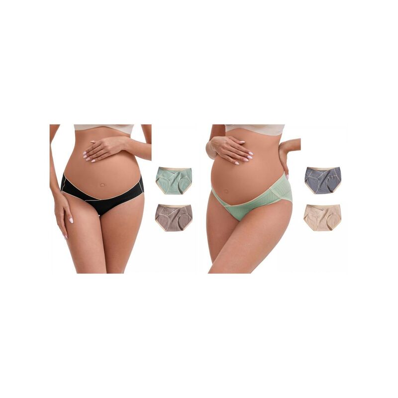 インスパイア 今めかしい レディース アンダーお召しもの ズボン下 マタニティ INSPIRE CHIC 6 Packs Women\u0027s Mid-Waisted Tummy Support Maternity Briefs Hi-Cut Seamless Underwears Gray Greenapricot Asst 薄墨色