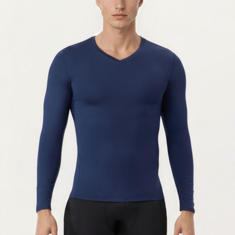 アンナカシ レディース トップス Tシャツ Vネック Anna-Kaci Men's Long Sleeve Compression Athletic Shirt with Stretch Fabric and V-Neck Designavy ネイビー｜ReVida 店