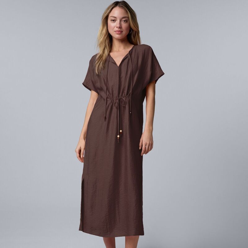 ヴェラウォン レディース トップス ワンピース ミディ Women'simply Vera Wang Drawstring Midi Dress Laveda Plum プラム｜ReVida 店