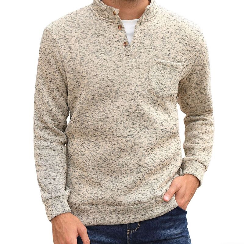 クリアフラワー レディース トップス Tシャツ フリース ClearFlower Men's Long Sleeve Fleece Shirt Henley Collar Casual Pullover Top Apricot Gray グレー｜ReVida 店
