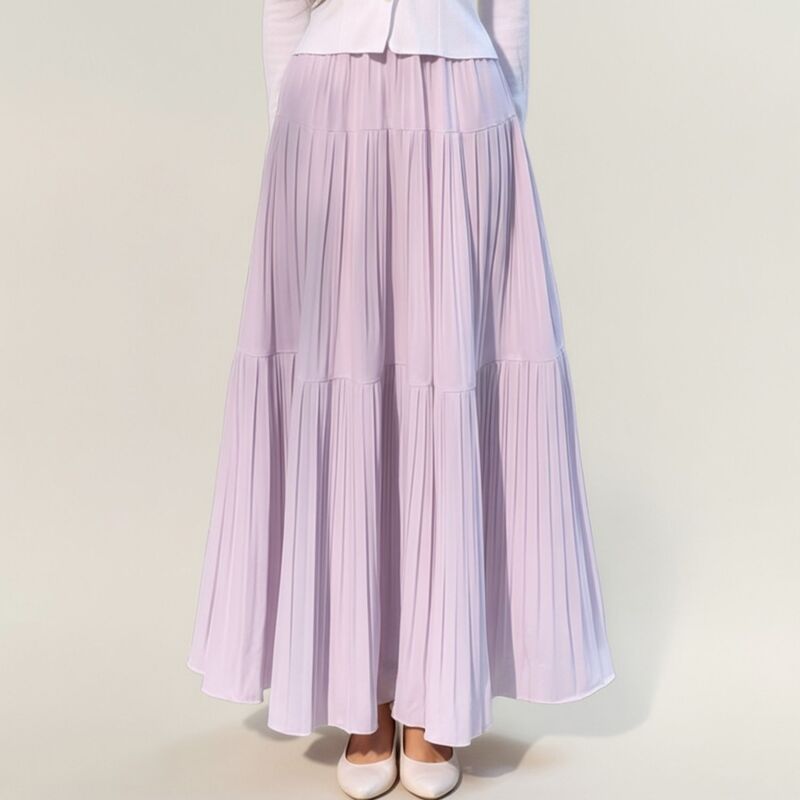 アンナカシ レディース ボトムスカート ティアードレープリーツ マキシ Anna-Kaci Women's Tiered Maxi Skirt with Flowing Pleated Panels and Soft Lightweight Drape Purple パープル｜ReVida 店