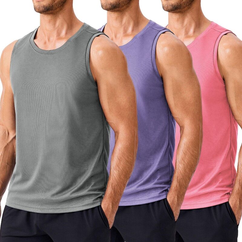 ピンぴかぴか光る レディース トップス プルオーバー ノースリーブ PINSPARK Men\u0027s 3 Pack Quick Dry Workoutank Topsleeveless Gymuscle Shirts Light Greypinkpurple