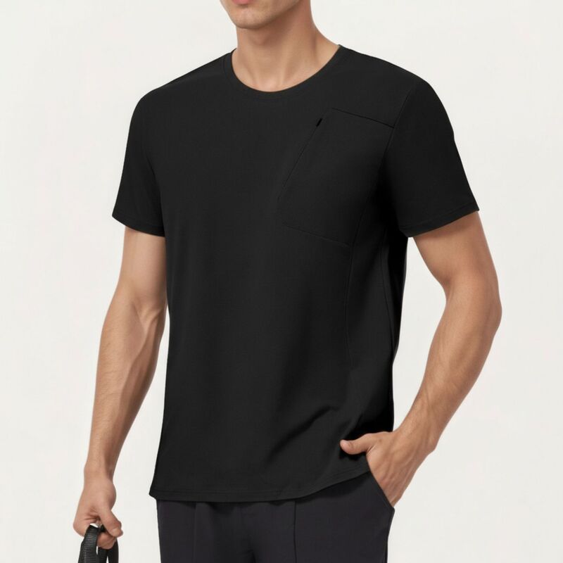 アンナカシ レディース トップス プルオーバー Anna-Kaci Men\u0027short Sleeve Performance T-Shirt with Chest Pocket and Lightweight Stretch Fabric Black 黒いこと