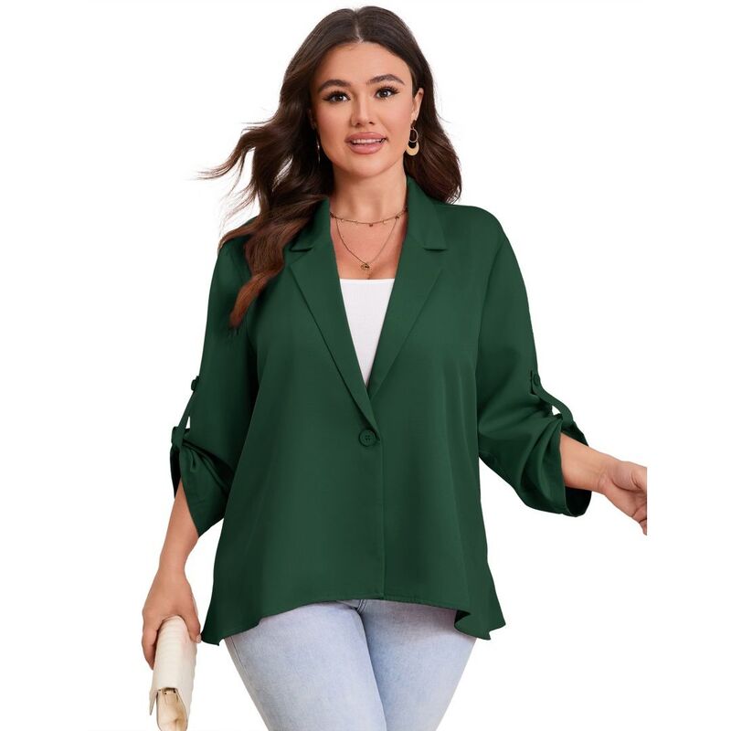 上半身大きさ レディース アウター 上衣・上衣 ドレープラスサイズ スポーツジャケット BODDYSIZE Womens Plusize Blazer Long Sleeve Classic Blazer Draped Open Front Lightweight Blazer Dark Green 緑であること