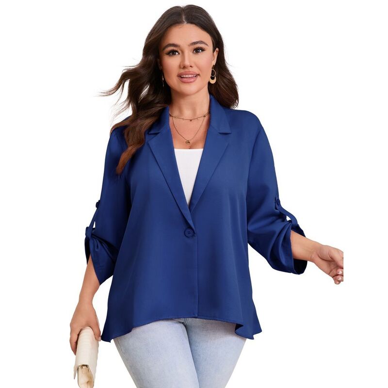 上半身大きさ レディース アウター 上衣・上衣 ドレープラスサイズ スポーツジャケット BODDYSIZE Womens Plusize Blazer Long Sleeve Classic Blazer Draped Open Front Lightweight Blazer Navy Blue 米国海軍