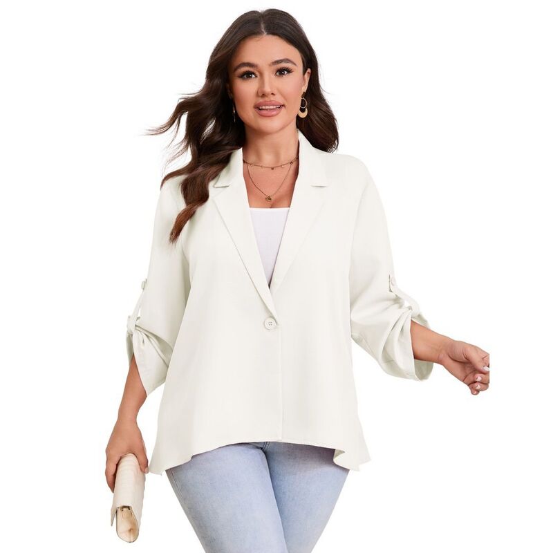 上半身大きさ レディース アウター 上衣・上衣 ドレープラスサイズ スポーツジャケット BODDYSIZE Womens Plusize Blazer Long Sleeve Classic Blazer Draped Open Front Lightweight Blazer White 白いこと
