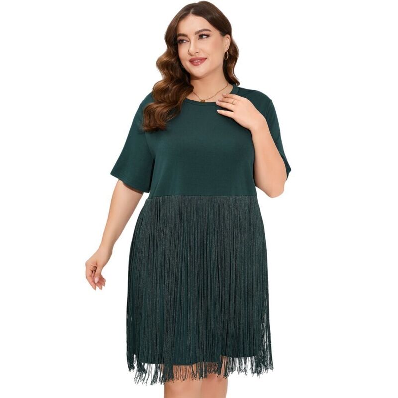 イエスファッション レディース トップス ワンピース ヴィンテージ プラスサイズ ミニ Yesfashion Women's Plusize Flapperoarin Cocktail Vintage Tassel Mini Glitter Dress Dark Green グリーン｜ReVida 店 11,684円