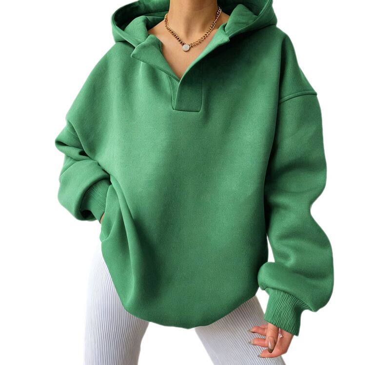 救い主流行り物 レディース トップス プルオーバー Vのど首 汗水 フリース パーカー Yesfashion Womens Oversized Hoodies V Neck Sweatshirts Fleece Long Sleeve Pullover Y2K Clothes Trendy Outfits Green 緑であること