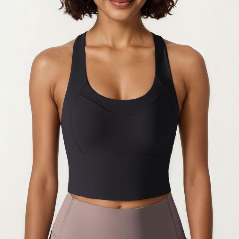 アンナカシ レディース トップス プルオーバー Anna-Kaci Womens\u0027s Cross Back Sports Tank Top with Scoop Neckline and Wide Supportive Band Black 黒いこと