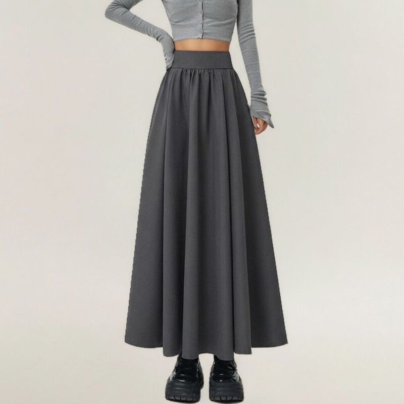 アンナカシ レディース ボトムスカート マキシ Anna-Kaci Women's Full Maxi Skirt with Wide Smooth Waistband Flowing Voluminousilhouette Gray グレー|ReVida 店