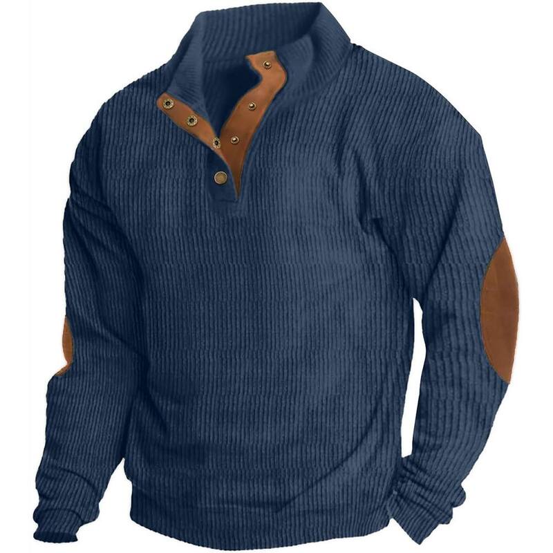 ジョイジョイ レディース トップス プルオーバー コール天 汗水 JoyJoy Men\u0027s Corduroy Stand Collar Sweatshirt Casual Pullover Long Sleeve Retro Style Versatile Top Blue 青色