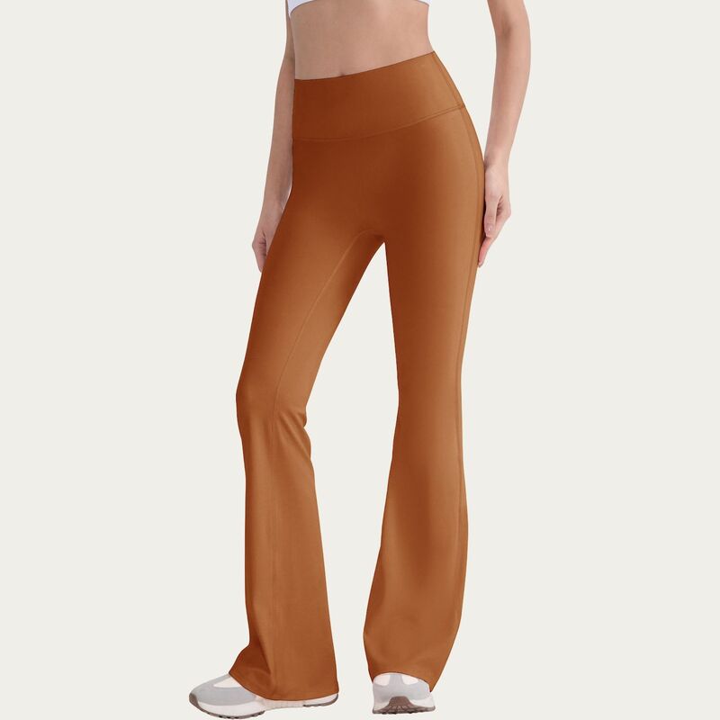 アンナカシ レディース ボトムス カジュアルパンツ ハイウエスト フレア Anna-Kaci Women's High Waist Flare Leg Pants with Smooth Stretch Fit Brown ブラウン｜ReVida 店
