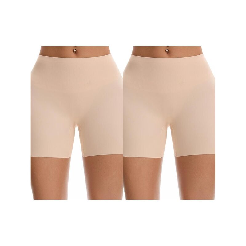 インスパイア 今めかしい レディース ボトムス 心地よいズボン下 遊撃手ズボン下 INSPIRE CHIC 2 Packs Women\u0027s High Waisted Shapewear Slip Shortshaping Boyshorts Pantieslimming Underwear Beige ベージュ