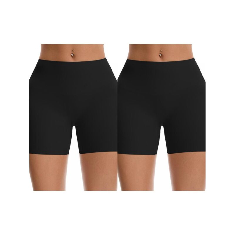 インスパイア 今めかしい レディース ボトムス 心地よいズボン下 遊撃手ズボン下 INSPIRE CHIC 2 Packs Women\u0027s High Waisted Shapewear Slip Shortshaping Boyshorts Pantieslimming Underwear Black 黒いこと