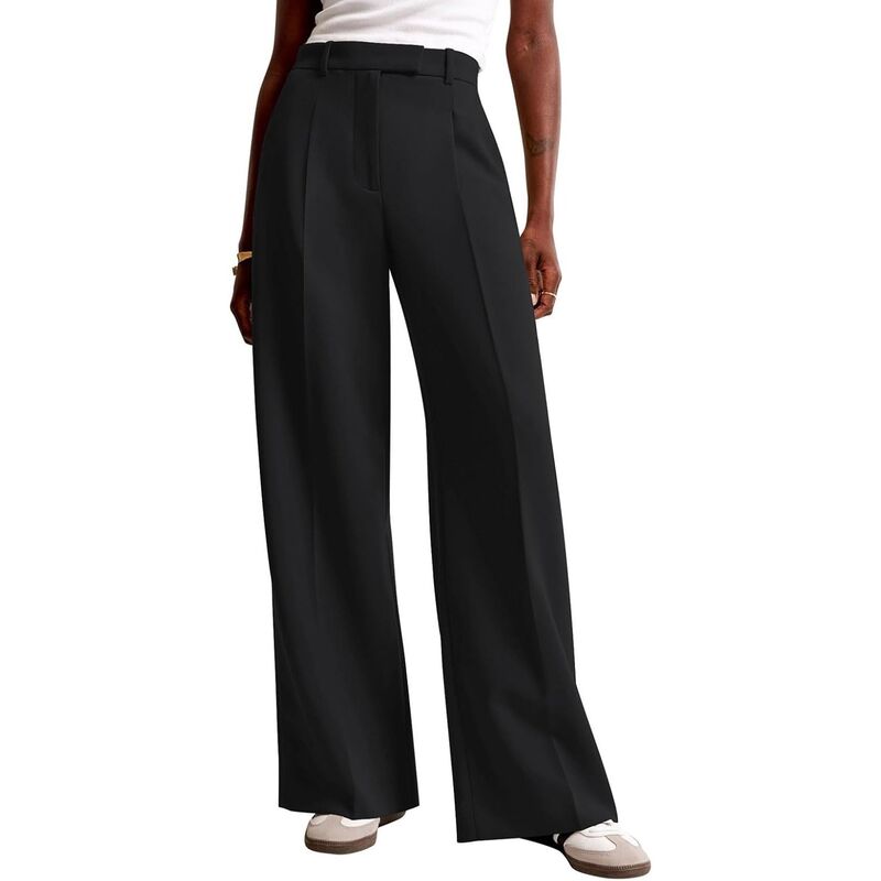 セオリア レディース ボトムス 心地よいズボン下 ワイドレッグ 御機嫌酉の方角 Seoria Womens Pants High Waist Wide Leg Pocket Dress Trousers Pants Professional Office Pants Black 黒いこと