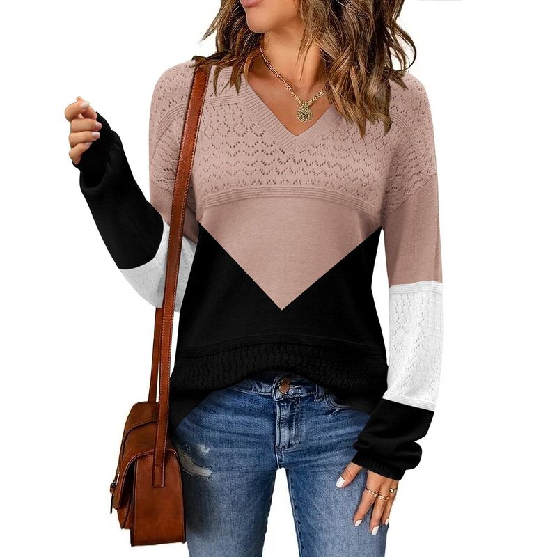 ジーグー レディース アウター ニット・セーター Vネック リブ Zeagoo Women s Fall Batwing Long Sleeve Ribbed Knitted Pullover Sweater V Neck Crochetopink Black White ホワイト｜ReVida 店
