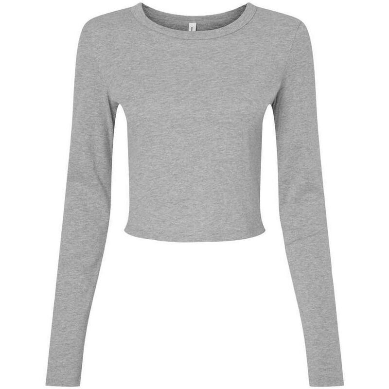 ベラ帆布 レディース トップス プルオーバー クロップド 長袖 Bella+Canvas Bella + Canvas Womens/Ladies Micro-Rib Cropped Long-Sleeved T-Shirt Athletic Grey 薄墨色