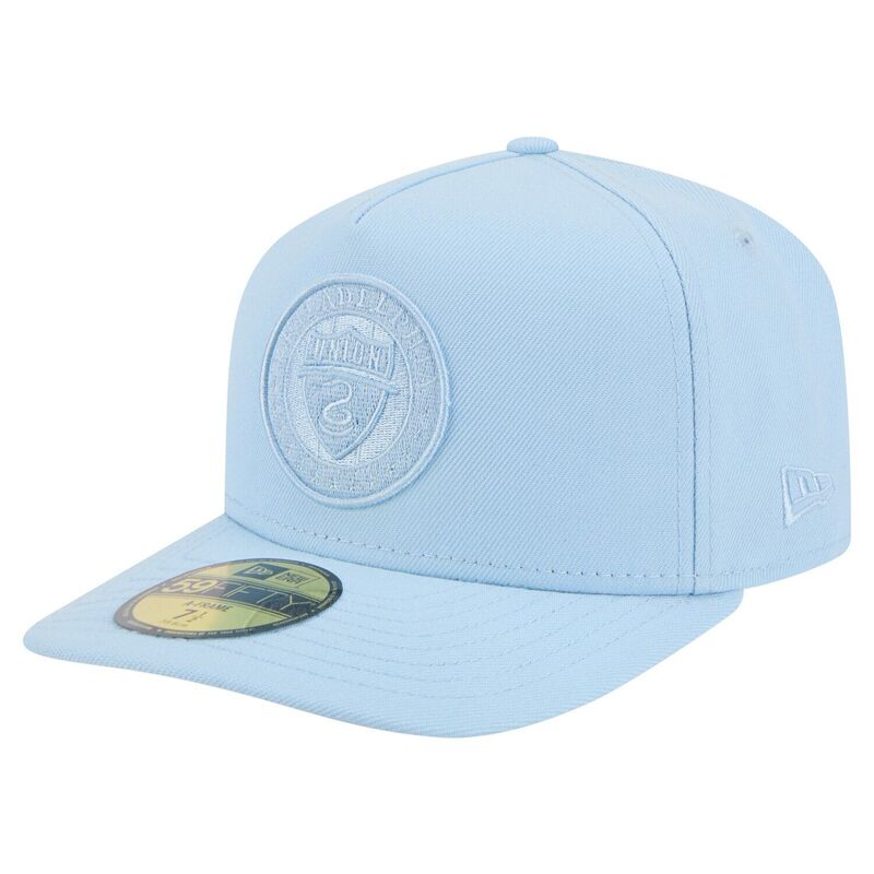 ニュー内鰓 レディース 佩び物 かぶり笠 Men\u0027s New Era Light Blue Philadelphia Union Color Pack A-Frame 59FIFTY Fitted Hat Uni Light 青色