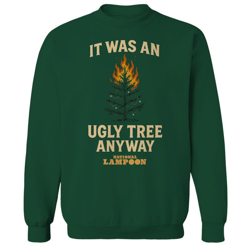 アニメ文字記号 レディース トップス プルオーバー 汗水 グラフィック Licensed Character Men\u0027s Nationalampoon\u0027s Christmas Vacation It Was An Ugly Tree Anyways Graphic Sweatshirt Forest Green 緑であること