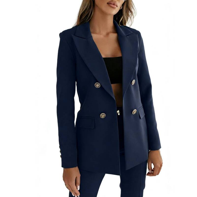 クリアフラワー レディース アウター ジャケット・ブルゾン ブレザー ClearFlower Women's Breasted Blazer Casual Elegant Suit Jacket Dark Blue ブルー｜ReVida 店
