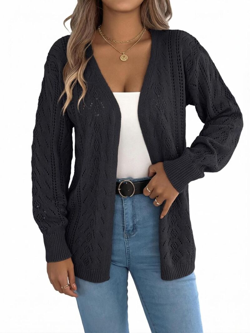 エリートチョイス レディース アウター ニット・セーター カーディガン Elitechoice Women's Open-Front Long Sleeve Cardigan Sweater Black ブラック|ReVida 店