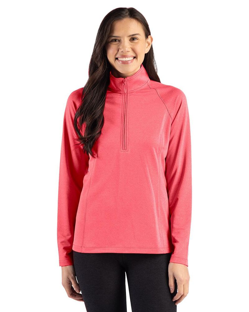細流 レディース トップス プルオーバー ハーフジップ 汗水 Clique Dash Recycled Womens Quarter Zip Sweatshirt Red Heather ギョリュウモドキ