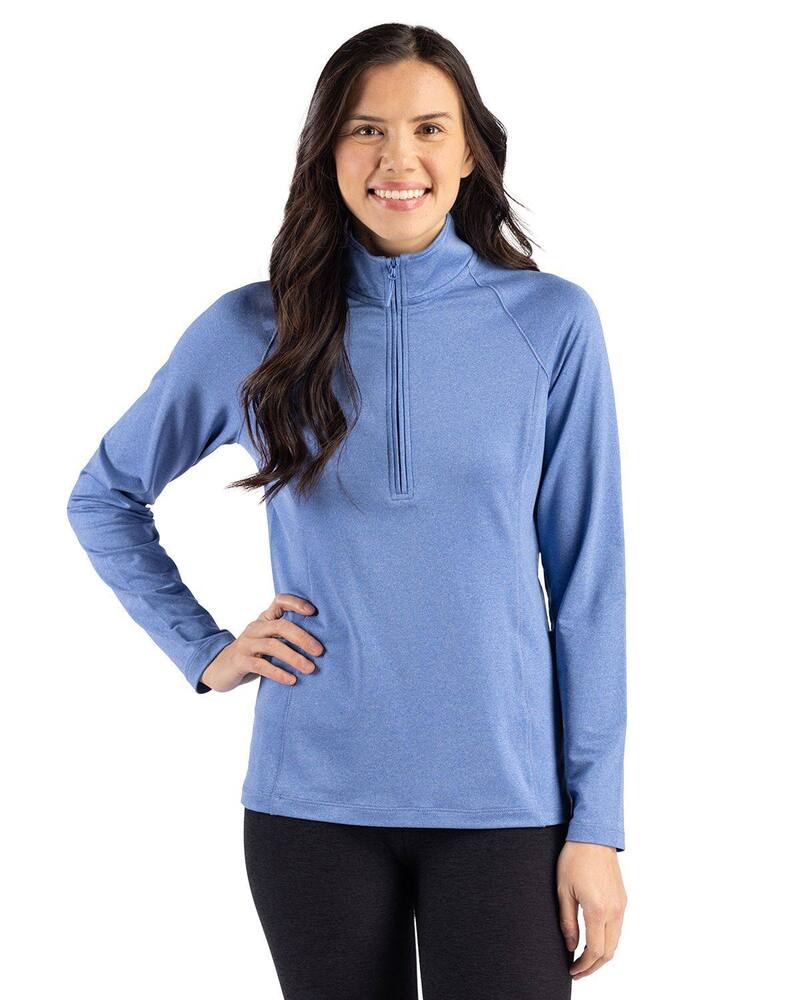 細流 レディース トップス プルオーバー ハーフジップ 汗水 Clique Dash Recycled Womens Quarter Zip Sweatshirt Royal Blue Heather ギョリュウモドキ