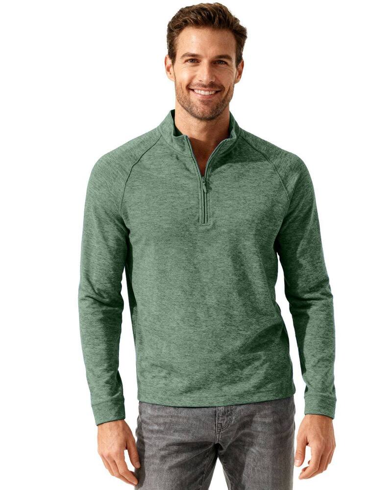 細流 レディース トップス プルオーバー ハーフジップ 汗水 Clique Dash Recycled Mens Quarter Zip Sweatshirt Bottle Green Heather ギョリュウモドキ