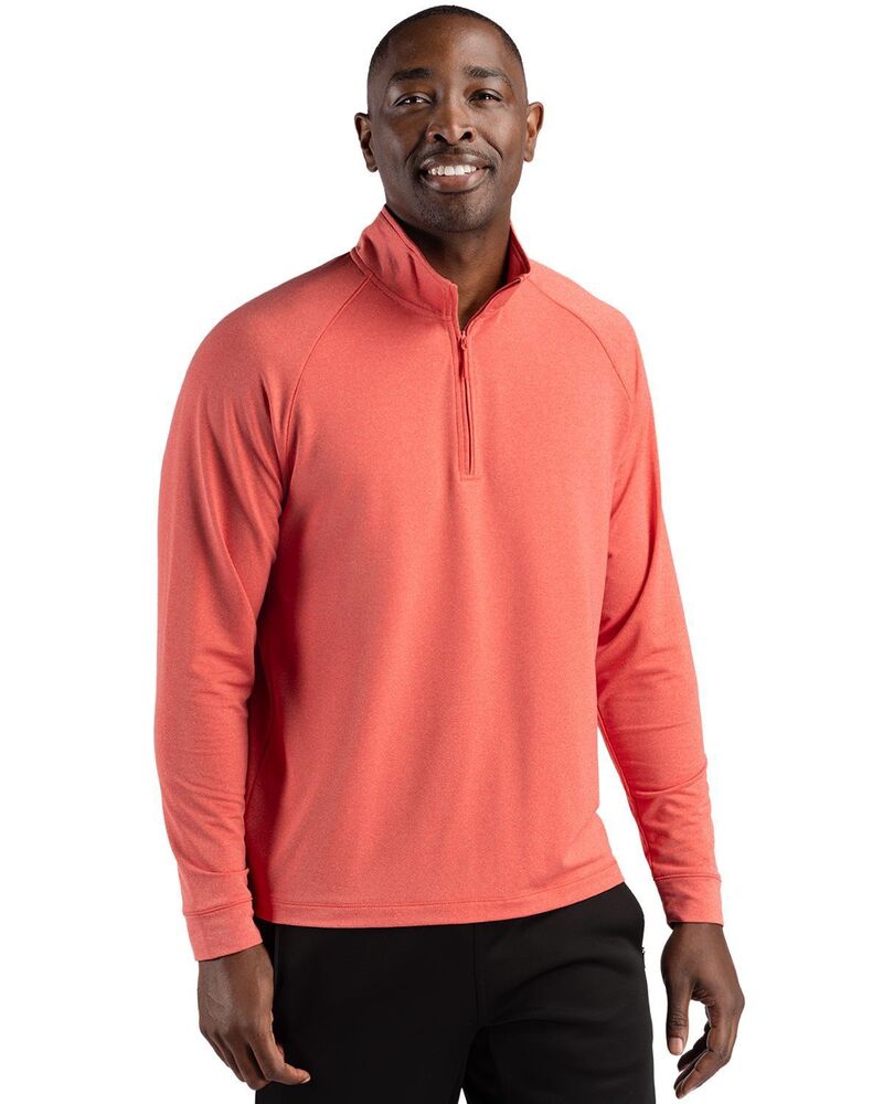 細流 レディース トップス プルオーバー ハーフジップ 汗水 Clique Dash Recycled Mens Quarter Zip Sweatshirt Red Heather ギョリュウモドキ