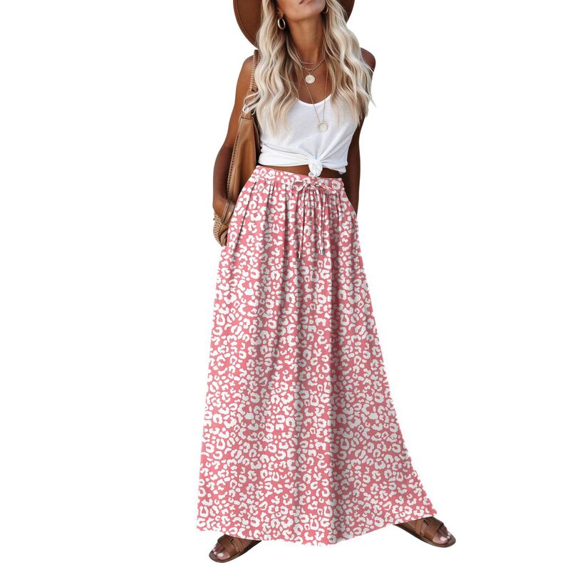 ジーグー レディース ボトムスカート A ライン ハイウエスト フラワー柄 プリーツ ミディ フラワー Zeagoo Women's Pleated A Line Midi Boho Skirts Floral Ethnic High Waist Beachawaiian Skirts Pink White ホワイト｜ReVida 店