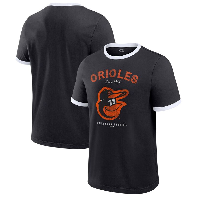 ダリウス・ラッカー コレクション バイ ファナティクス レディース トップス Tシャツ Men's Darius Rucker Collection by Fanatics Black Baltimore Orioles Washed Ringer T-Shirt Orl Black ブラック｜ReVida 店