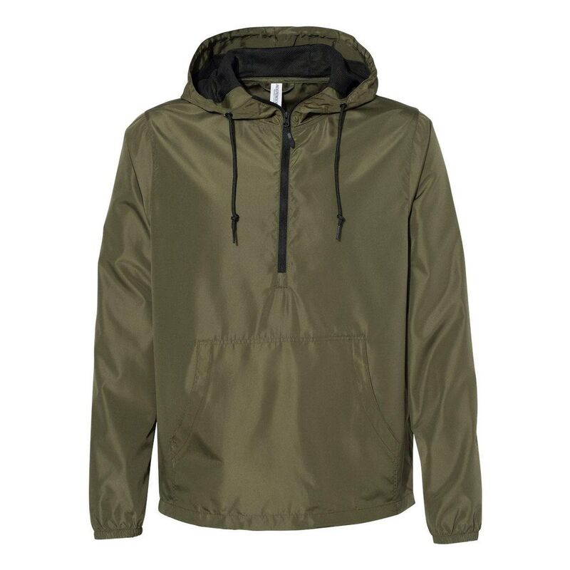 自営トレーディング レディース アウター 上衣・上衣 Independentrading Co. Lightweight Quarter-Zip Windbreaker Pullover Jacket Army And Black Zipper 黒いこと