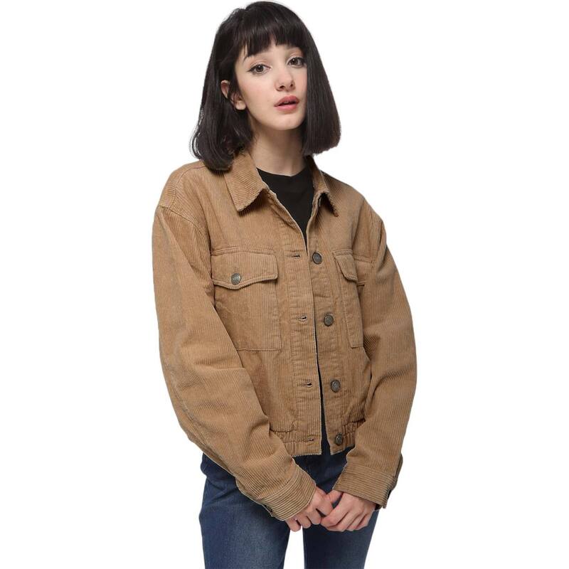アンナカシ レディース アウター 上衣・上衣 名取り草落ち込む コール天 落ち込む Anna-Kaci Women\u0027s Corduroy Collared Button Down Jacket Faded Yellow 黄み