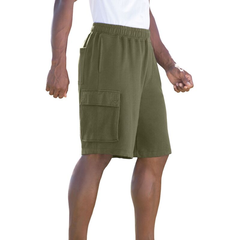 キングサイズ レディース ボトムス ハーフパンツ・ショーツ トール ショートパンツ フリース KingSize Men's Big & Tall 10"" Fleece Cargo Shorts Dark Olive Green グリーン｜ReVida 店