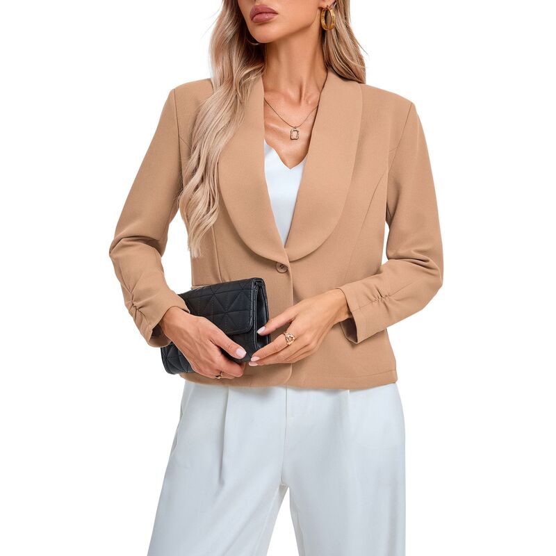 セオリア レディース アウター 上衣・上衣 スポーツジャケット Seoria Women\u0027s Blazer Business Casualapel Collar Long Sleeve Open Front Work Office Suit Jacket Blazer Camel 駱駝