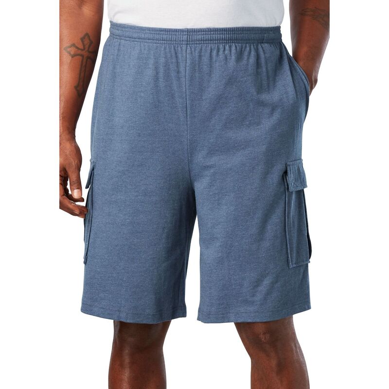 キングサイズ レディース ボトムス ハーフパンツ・ショーツ トール ショートパンツ ジャージー KingSize Men's Big & Tallightweight Jersey Cargo Shorts Heather Slate Blue スレート|ReVida 店