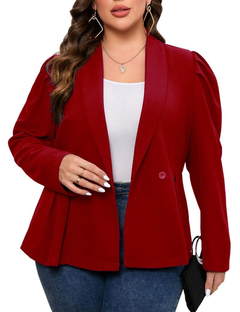 マキシスマーチ レディース アウター 上衣・上衣 足し加える大きさ スポーツジャケット Maxxis Merch Womens Plusize Blazers Business Casual Blazer Long Sleeve Shawlapel Blazer Suit Jacket Red 赤いこと