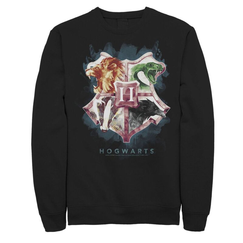 アニメキャラクター レディース トップス Tシャツ トール フリース グラフィック Licensed Character Big & Tall Harry Potter Hogwarts Watercolor Wash Crest Fleece Graphic Pullover Black ブラック｜ReVida 店