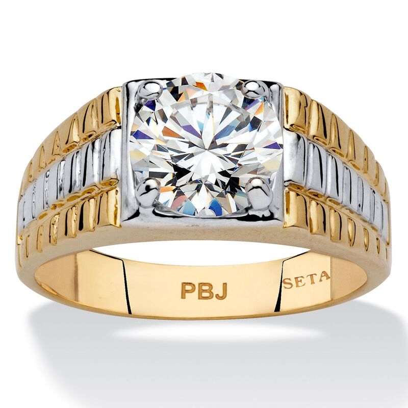 パームビーチジュエリー レディース アクセサリー リング PalmBeach Jewelry Men's 2 Carat Round Cubic Zirconia Textured Ringold-Plated Gold ゴールド｜ReVida 店