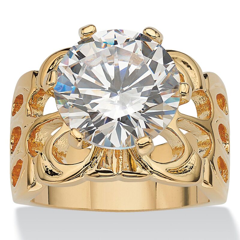 パームビーチジュエリー レディース アクセサリー リング PalmBeach Jewelry 6 TCW Round Cubic Zirconia Gold-Plated Engagement Filigree Solitaire Ring White ホワイト｜ReVida 店