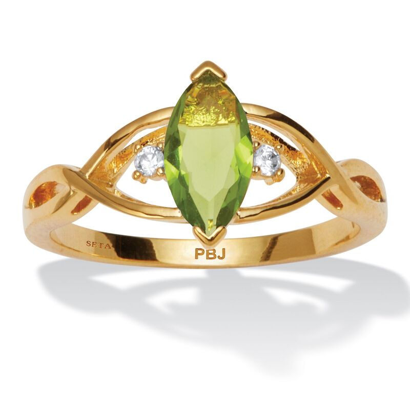 パームビーチジュエリー レディース アクセサリー リング PalmBeach Jewelry Gold-plated Marquise Cut Simulated Birthstone Ring Sizes 5-10 August Peridot ゴールド｜ReVida 店
