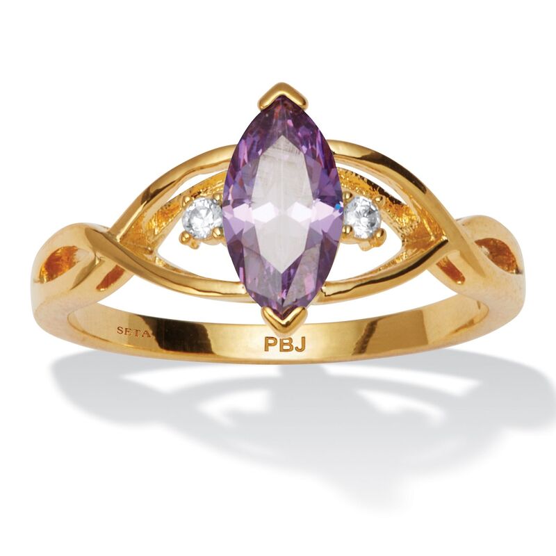 パームビーチジュエリー レディース アクセサリー リング PalmBeach Jewelry Gold-plated Marquise Cut Simulated Birthstone Ring Sizes 5-10 February Amethyst ゴールド｜ReVida 店 11,005円