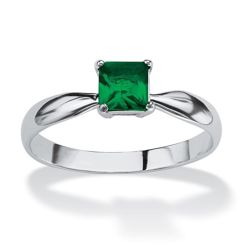 パームビーチジュエリー レディース アクセサリー リング PalmBeach Jewelry Sterling Silver Princess Cut Simulated Birthstone Solitaire Ring Sizes 4-10 May Emerald エメラルド｜ReVida 店