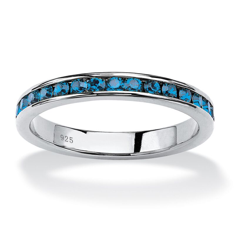 パームビーチジュエリー レディース アクセサリー リング PalmBeach Jewelry Round Simulated Birthstone Stackableternity Band in Sterling March Aquamarine シルバー｜ReVida 店 10,715円