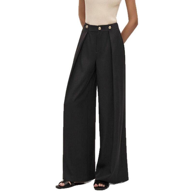 イエスファッション レディース ボトムス カジュアルパンツ ワイドレッグ Yesfashion Womens Wide Leg Dress Pants Business Casual Flowy Work Palazzo Pants High Waisted Slacks Trousers Black ブラック|ReVida 店