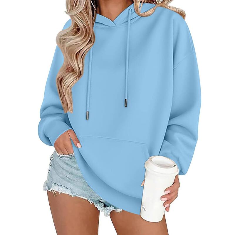 ジーグー レディース トップス Tシャツ スウェット Zeagoo Women's Loose Fit Long Sleeve Hooded Pullover Sweatshirt Casual Fall Winter Tops Light Blue ブルー｜ReVida 店
